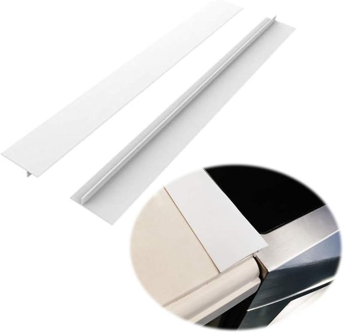 Silicone Kitchen Stove Counter Gap Covers, Heat Resistant Kitchen Counter Gap Non-Tacky Filler Seals Spills Between Counter, Stovetop, Oven, Washer, Set of 2 (21 Inches, White) by Gosmol