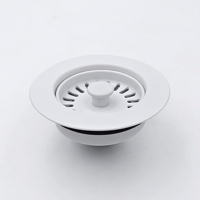 Garbage Disposal Drain Strainer and Stopper with Decorative Disposal Flange in White, Fit 3.5 Inch Standard Drain Hole