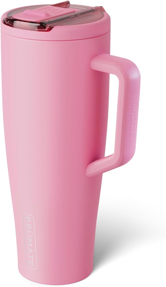 BrüMate Era Flip 40oz Tumbler with 100% Leakproof Covered Straw Lid | Hygienic Covered Straw | Insulated Stainless Steel Water Bottle with Handle | Cup Holder Friendly | BPA-Free (Primrose)