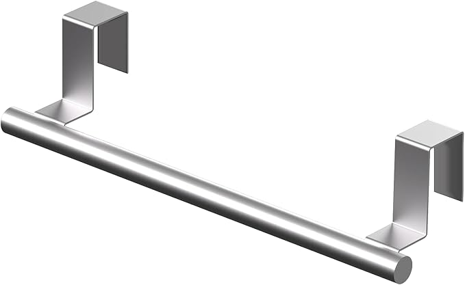 Qflushor Over Cabinet Towel Bar 9" Kitchen Towel Rack - Silver, Stainless Steel Towel Holder for Cabinet - 1 Pack