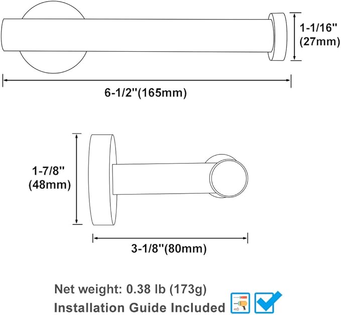 Toilet Paper Holder Black & Gold, Angle Simple Stainless Steel Bathroom Tissue Hanger, Lavatory Paper Roll Dispenser Wall Mount
