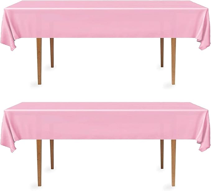 DecorRack 2 Rectangular Tablecloths BPA-Free Plastic, 54 x 108 inch, Dining Table Cloth, Rectangle Table Cover for Parties, Picnic, Camping and Outdoor, Disposable or Reusable, Light Pink (2 Pack)