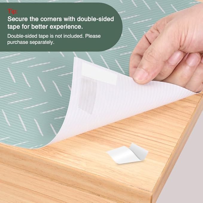 Glotoch Premium Non-Slip Shelf Liner, Non-Adhesive Drawer Liner, Waterproof Shelf Liners for Kitchen Cabinets, Drawers, Fridge, Wire Shelving, Pantry - 17.5" x 360", Heavy Duty, Green Herringbone