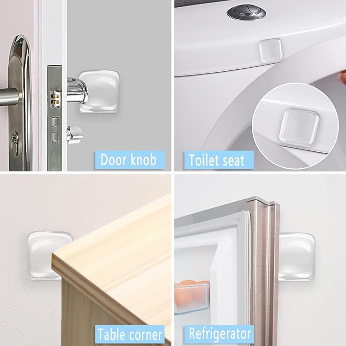 Door Knob Wall Shield, 12 PCS Transparent Square Soft Rubber Wall Protector Self Adhesive Door Handle Bumper (1.57" Small Square 12 PCS, Clear)
