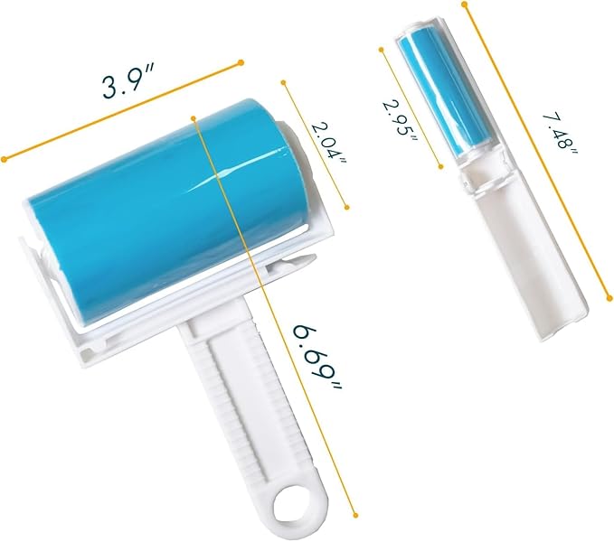 Reusable Lint Roller Sticky Picker Set Cleaner Lint Roller Pet Hair Remover Brush for Bed, Carpet, Sofa Medium Size + 2 Travel Size