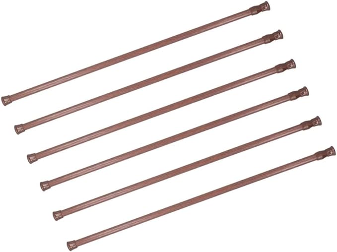 6 Pack Cupboard Bars Tension Rods, 21.6-35.4 Inch Spring Tension Rods Steel Adjustable Tension Curtain Rod Shower Rod Closet Rod Window Rods (Wood Grain)