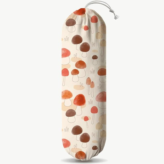 Mushroom Plastic Bag Holder, Reusable Grocery Bags Holder, Washable Hanging Shopping Bags Carrierfor Home Kitchen, Kitchens Housewarming Gifts, Kitchen Pattern Garbage Bag 51