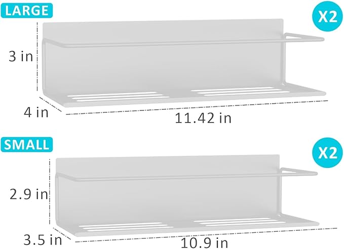 Magnetic Spice Rack For Refrigerator, Space Saving Magnetic Shelf For Fridge White 4 Pack