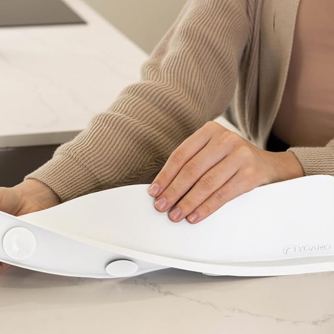 TYOARO Silicone Sink Splash Guard - Water Splash Guard for Kitchen, Island and Bathroom - Secure Non-Slip Suction Cup Base - Dishwasher Safe, White (17.4 x 1.7 x 3.6")