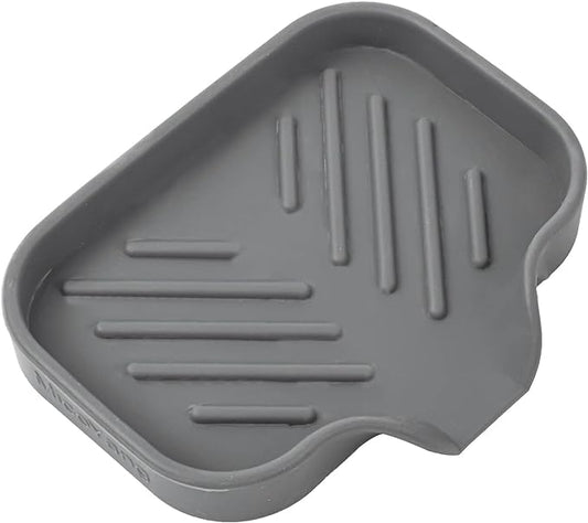 Silicone Bathroom Soap Dishes with Drain Spout-Bathroom and Kitchen Sink Organizer,Sponge Holder,Dish Soap Tray,Perfect for Dispenser,Scrubber,Bottle,Cup on Sink or Counter-Grey 4.9"×3.2"