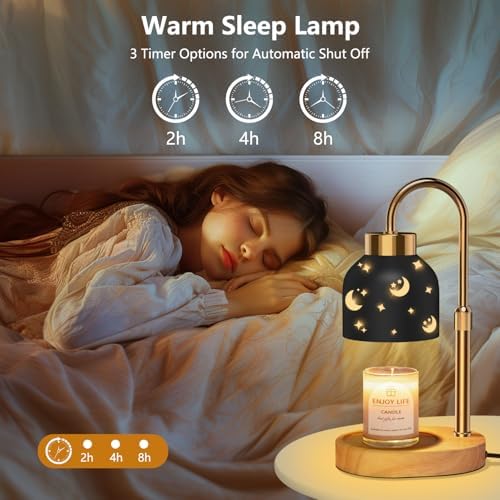 Candle Warmer Lamp with 2 Bulbs, with Dimmer Adjustable Height,Mothers Day Gifts,Vintage Home Decor,2/4/8H Timer