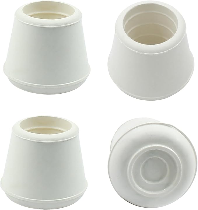 16Pcs 3/4 Inch (19mm) Chair Leg Tips Caps, Round Rubber Non-Slip Folding Chair Leg End Caps White Furniture Table Feet Caps Floor Protector Cover for Hardwood Floors