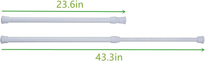 4 Pack Spring Tension Curtain Rod, 23.6-43.3 Inches Tension Rods Cupboard Bars Adjustable Spring Steel Tensions Rod Shower Rod Closet Rod