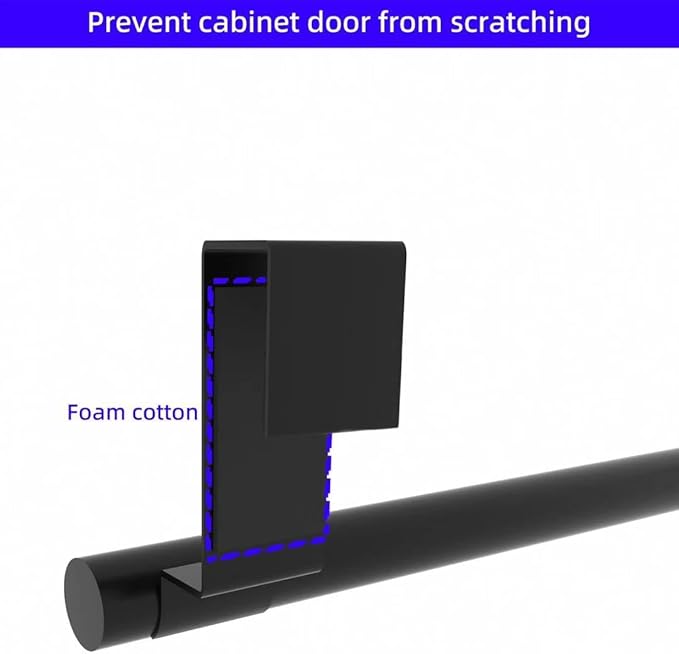 Qflushor Cabinet Door Towel Holder, Over Cabinet Towel Bar, Stainless Steel Dish Towel Holder for Cabinet Door Kicthen Towel Rack, Matte Black 2 Pack