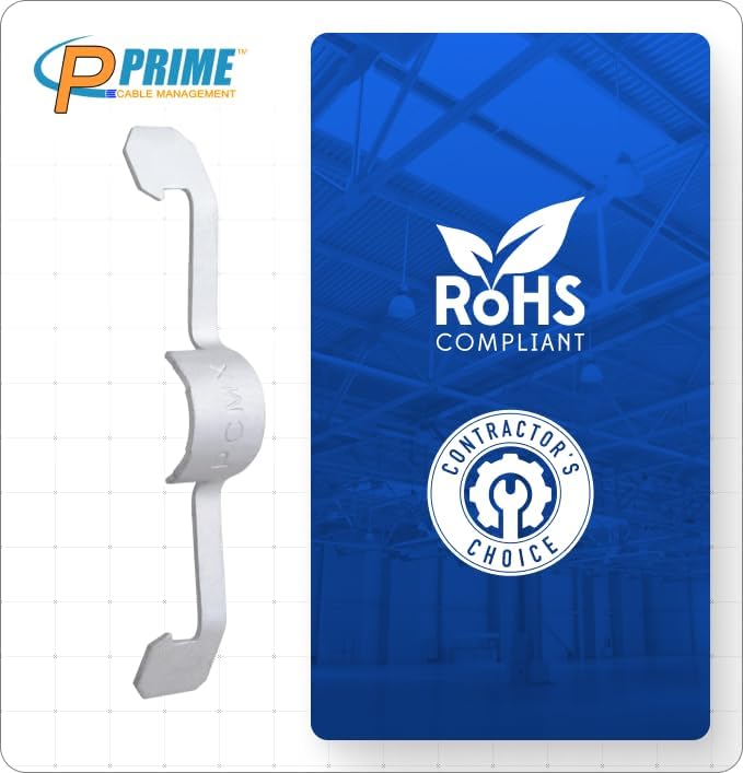 Prime Cable Management Conduit Cable Support Clip to Ceiling Wire, Threaded Rod & Flanges. Heavy Duty Spring Steel Clip / 100 Pack