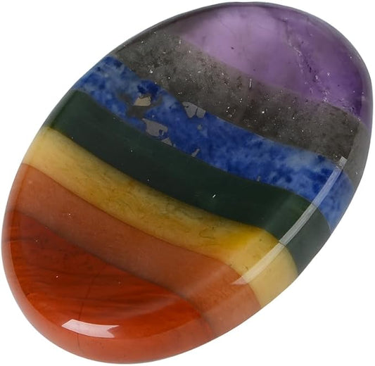 Seven Chakra Worry Stones – Crystal Thumb Worry Stone for Anguish, Stress – Relaxing and Soothing Balance Stone for Meditation, Stress Relief – Crystals and Healing Stones for Men and Women