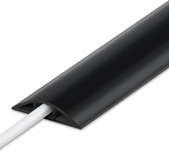 LZEOY 10FT Floor Cord Cover, Black Cord Hider Floor, Durable Cord Covers for Wires on Floor, Cable Floor Cover Power Cord Cover, Floor Cord Protector Hide Cords on Floor Cord Cavity: 0.47" W x 0.24" H