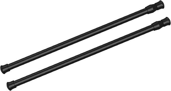 2Pcs Spring Tension Curtain Rod，21-38 Inches Adjustable Expandable Pressure Black Curtain Tension Rods For Kitchen, Bathroom, Window, Home
