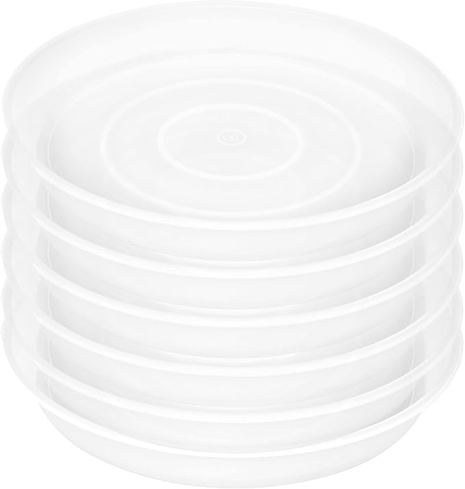 Bleuhome 6 Pack Plastic Plant Saucer Water Drip Tray, 4 5 6 7 8 9 10 11 12 inch, Heavy Sturdy Plant Drainage Tray for Indoors Outdoor, Flower Saucers for Pots Base (4", Clear)