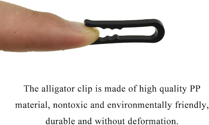 HAHIYO 1.5in/38mm 200Pcs Black Plastic U-Shape Alligator Clips - Fabric Clothespins for Sewing, Folding, Securing Fabric to Comic Board