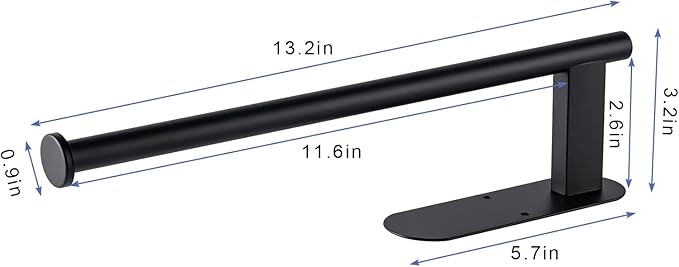 Honmein Paper Towel Holder, Upgrade SUS304 Stainless Steel Paper Towel Holder Under Cabinet, Bend-Resistant, Self-Adhesive or Drill mounting (2 Black)