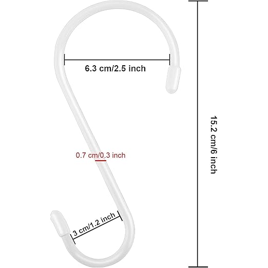 Nisoger 12 Pack 6 Inch White S Hook, Large Vinyl Coated S Hooks with Rubber Stopper Non Slip Heavy Duty, Steel Metal Coated Closet S Hooks for Hanging Jeans Plants Jewelry Pot Pan Cups Towels
