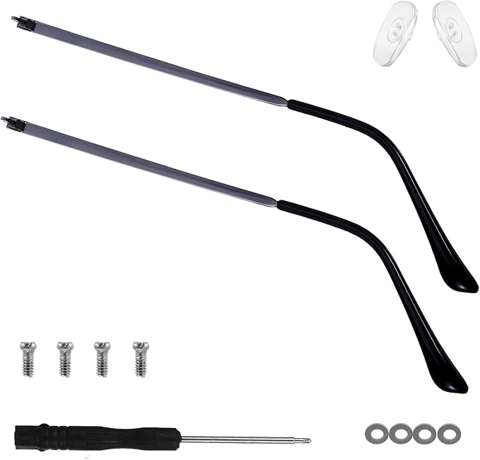 1 Pair Universal Glasses Repair Kit with Screws & Screwdriver Arm Replacement Eyeglass Screws Repair Kit Eye Fixing Screwdriver Eyeglasses Screw Legs Replacement Parts(Dark Grey)