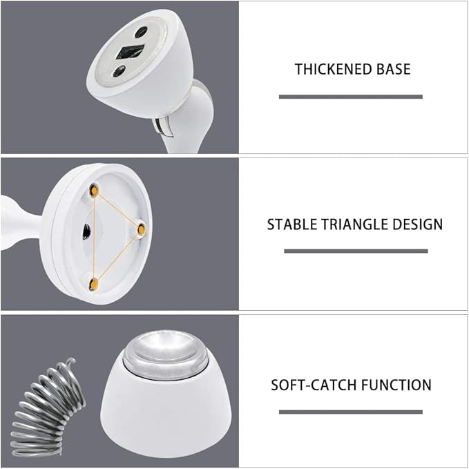 KOLAKO Door Stopper, 12 Pack Magnetic Door Stops for Bottom of Door, Brushed White Wall Floor Mount Modern Solid Baseboard Magnet Door Catch Holders, Magnetic Doorstops