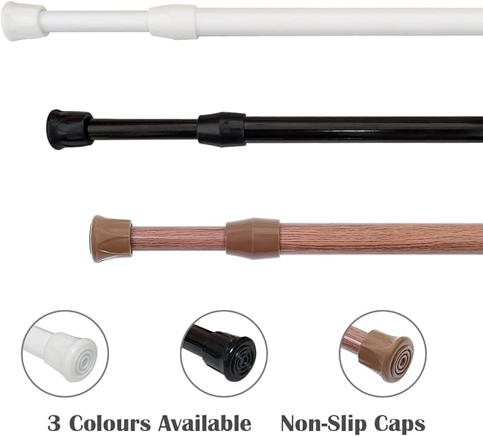 KXLife 2 Pack Spring Tension Curtain Rod for Window 16 to 28 Inch, Expandable Adjustable Small Curtain Tension Rods No Drill for Kitchen, RV, Cupboard, Refrigerator(White)