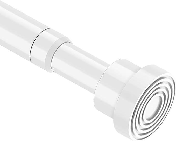Tension Rod 18 to 28 Inch Spring Loaded Curtain Rods No Drilling Adjustable Short Spring Tension Rods White Expandable Pressure Curtain Rod for Closet, Cupboard, Window, Wardrobe