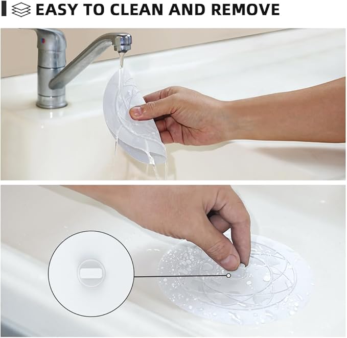 Tub Stopper 2PCS,Bathtub Drain Stopper,6 inches Bathtub Tub Drain Cover Stopper,Silicone Drain Plug,Kitchen Bathroom Hair Water Shower Stopper,Large Bathroom Laundry Accessories (White/White)