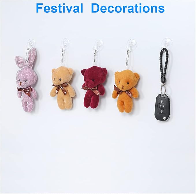 22 Pieces Large Suction Cups with Hooks 2 inch Clear Plastic Sucker Hooks for Glass Window Wall Festivals Parties Theme Carnival Decoration Door Bathroom Kitchen