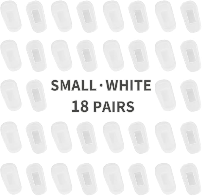 18 Pairs Eyeglass Nose Pad Covers, Anti Slip Eyeglasses Nose Pad Silicone Nose Pad Replacement for Screw-in Glasses Sunglasses Ultra Soft with Glasses Clean Cloth (Small, White)