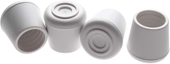 Furnigear Chair Leg Tips Caps Non-Slip Rubber Leg Tips 1-1/4” Inner Diameter Chair Leg Floor Protectors Round White, 24 Pack