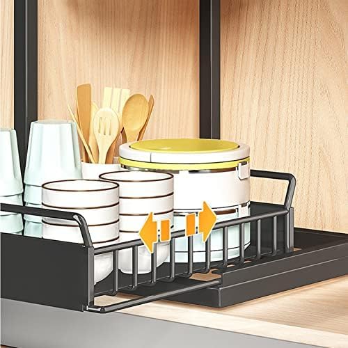 BYGD Under Sink Organizer 2 Tier Pull Out Under Sink Organizers and Storage 2 Pack Slide Out Cabinet Drawer Organizer Shelf Cabinet Storage Shelves for Kitchen Bathroom Pantry Closet Rack Black