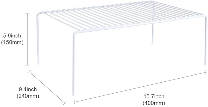 Redrubbit Large (15.7 x 9.4 Inch) Cabinet Storage Shelf Rack, Set of 6, Rustproof, Minimalist, White, Metal Steel, 6 Shelves, Kitchen, Bathroom, Bedroom, Freestanding, No Assembly Required