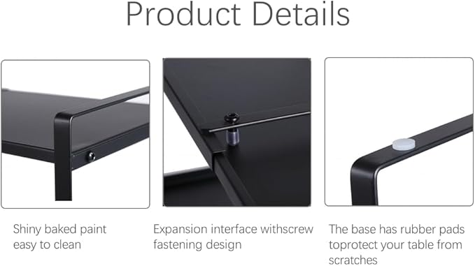 Expandable Cabinet Shelf Organizer Riser for Kitchen Pantry Cupboard Under Sink Countertop (Black, 8.2"D * 12.2-21.6"W * 7.7"H)
