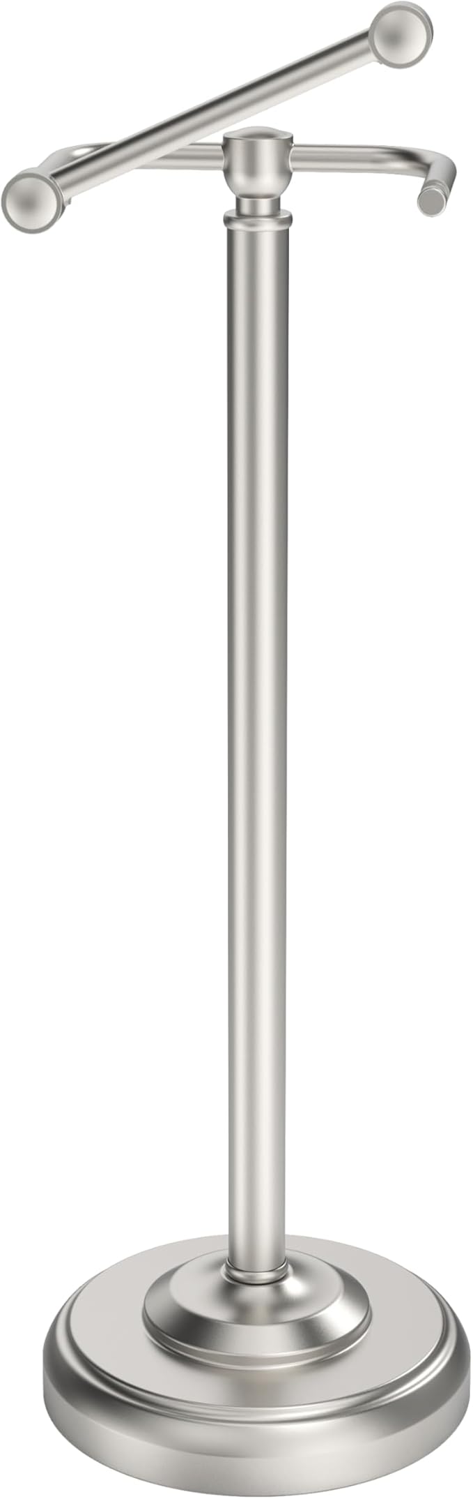 WZKALY Toilet Paper Holder Stand, Brushed Nickel Toilet Paper Holder Free Standing, Post Pivoting Design & Stable Weighted Base SUS304 Stainless Steel for Bathroom (Mega Roll)