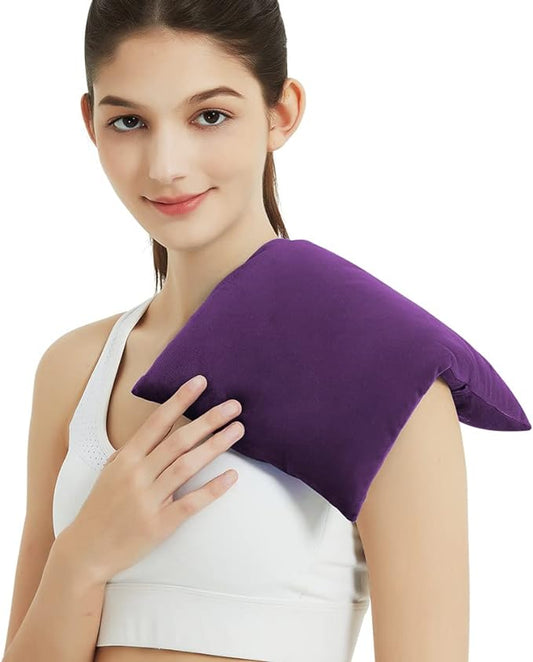 Heating Pad Microwavable with Washable Cover, 8 x 12 Multipurpose Microwave Heating Pad for Neck and Shoulders, Moist Heat Bean Bag Warm Compress for Knee, Muscles, Joints, Wrist (Dark Purple)