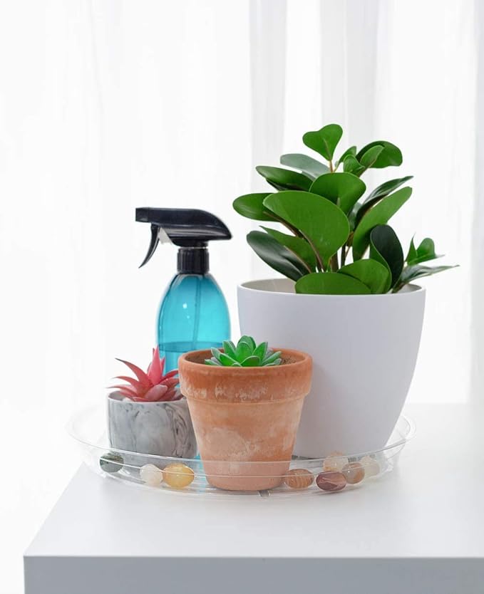 TRUEDAYS Clear Plant Saucers Flower Pot Tray Excellent for Indoor & Outdoor Plants, 6 Inch 10 Pack