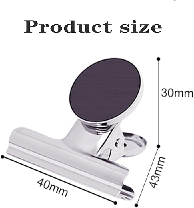 Strong Magnetic Clips, 20 Pack, 1.57 Inch, 40 mm, Silver, Refrigerator Magnet Clips, Large Clip Magnets, Office Supplies, Photo Displays