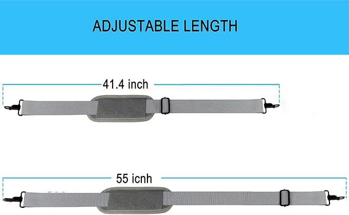 Shoulder Strap, Durable 55" Universal Replacement Laptop Shoulder Strap, Adjustable Comfortable Belt with Metal Hooks for Briefcase, Computer Messenger Bag, Laptop Case Luggage/Duffel/Camera, (Grey)