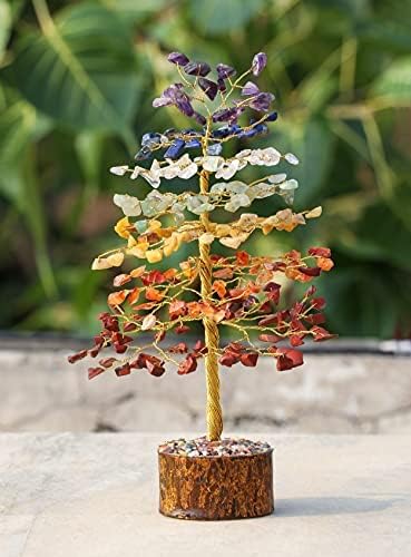7 Chakra Tree of Life - Crystal Tree of Life, Gemstone Tree for Positive Energy, Feng Shui Tree Decor, Seven Chakra Tree, Money Tree Bonsai, Crystal Healing Stone Tree, Spiritual Gift Home Decor 10"