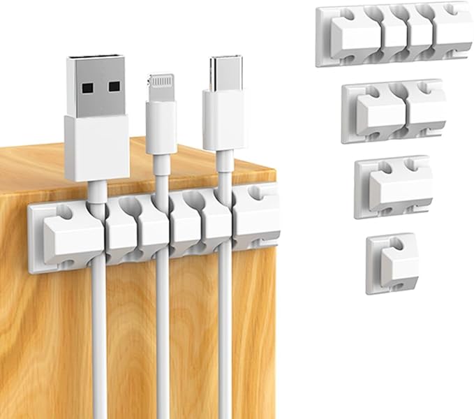 ELII 327PCS White Cable Management Kit: 4 Cable Sleeves, 65 Cable Clips with 13 Cord Holders, 20+5 Roll Cable Organizer Straps, 200 Fastening Cable Ties, 20 Cable Zip Tie Mounts for Computer (White)