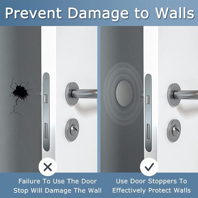 Anti-Collision Door Stopper 4Pcs Self-Adhesive Wall Protector Bumper for Door Knobs Silicone Quiet Handle Bumper for Home and Office