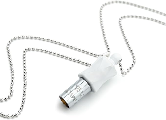 528Hz Breathing Meditation Necklace - Anxiety Relief Whistle, Stress Reduction & Mindfulness Tool for Focus, Calm Breathing - White Whistle