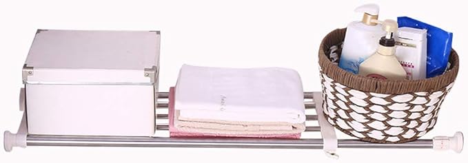 Hershii Expandable Closet Tension Shelf Rod Adjustable Storage Rack Heavy Duty DIY Organizer Divider for Wardrobe Cupboard Kitchen Bathroom