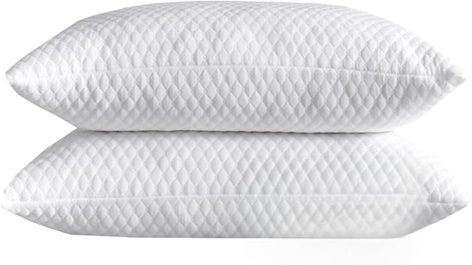 NTCOCO 2 Pillows, Shredded Memory Foam Bed Pillows for Sleeping, with Washable Removable Cooling Hypoallergenic Sleep Pillow, Queen -2 Pieces