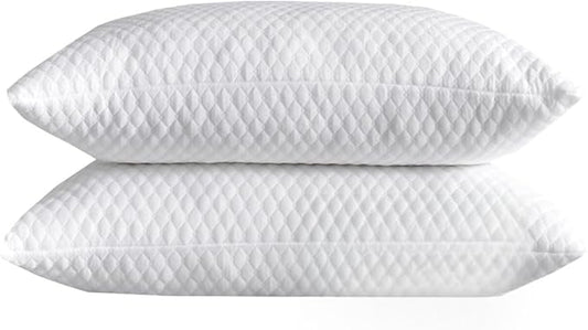 NTCOCO 2 Pillows, Shredded Memory Foam Bed Pillows for Sleeping, with Washable Removable Cooling Hypoallergenic Sleep Pillow, Queen -2 Pieces