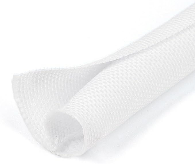 5/16 inch Split Braided Cable Management Sleeve for USB Cable Power Cord Audio Video Cable, Wire Loom Cord Protector from Cat Dog Chewing (White, 25FT)